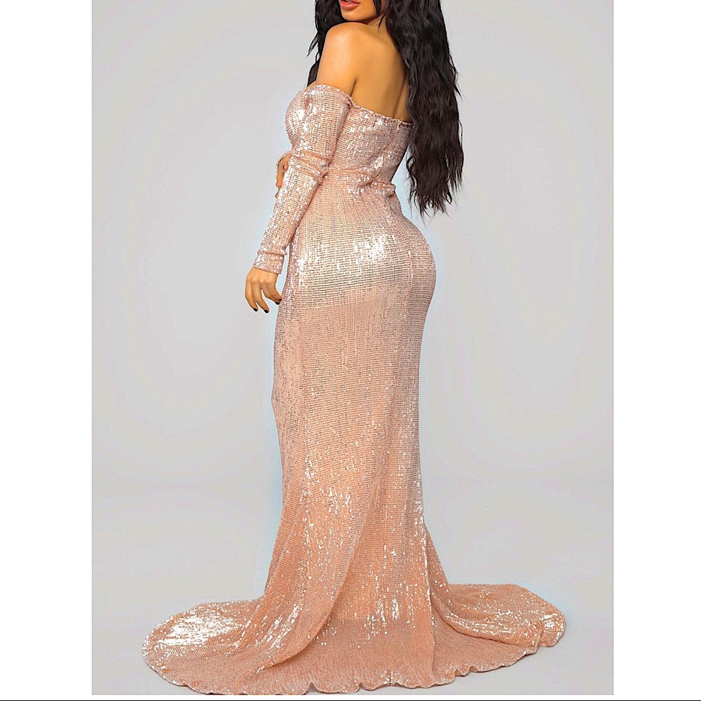 New! FASHION NOVA Sequin Mermaid Maxi Long Dress - Picture 6 of 7